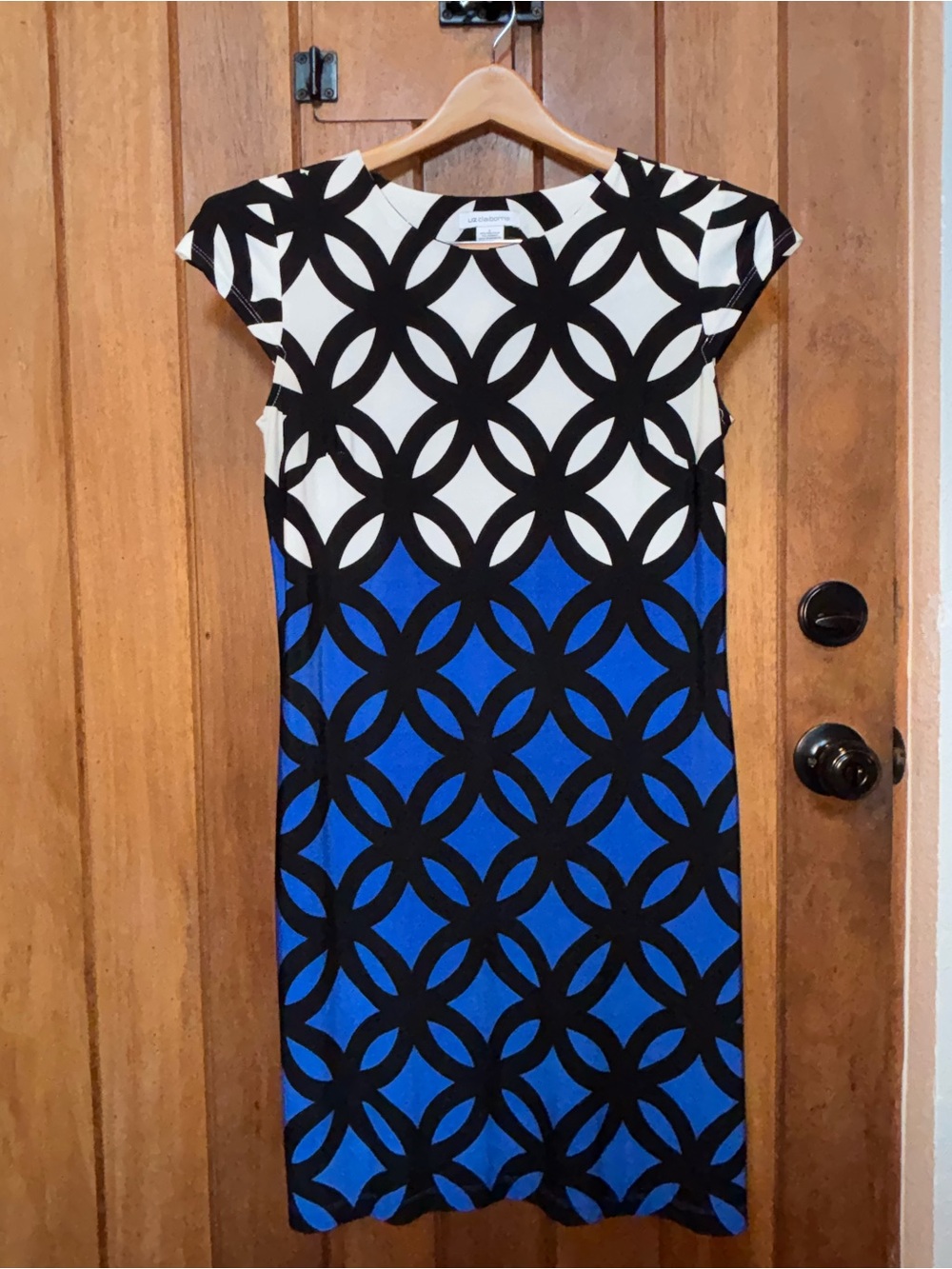 Blue & White Geometric Shift Dress - Liz Claiborne